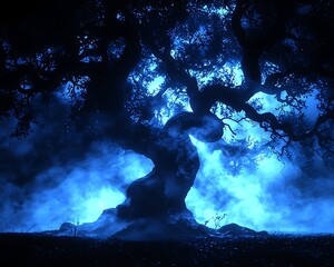Mystical Night Forest Tree