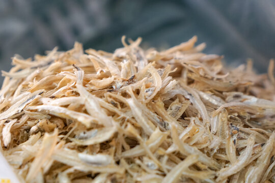 close up of a pile of dried fish