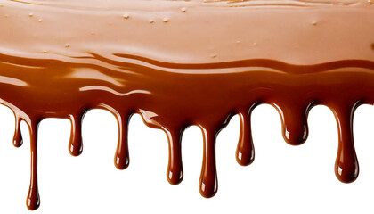 chocolate liquid melting from above on transparent background