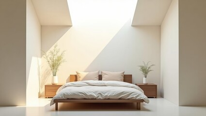 Minimalist Bedroom Interior with Natural Light and Clean Design Elements