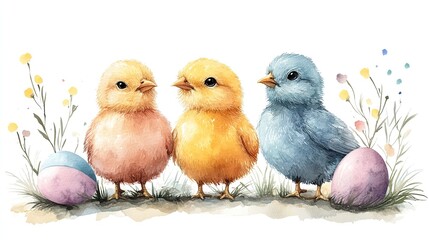 Naklejka premium easter chicken clipart watercolor illustration artistic illustration detailed illustration