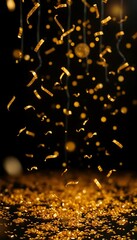 Gold Confetti A Dark Background
