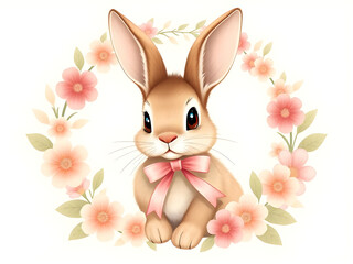 Easter bunny with floral wreath