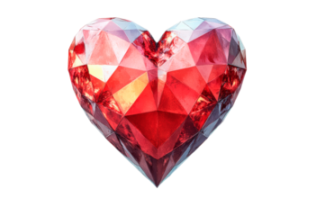 Low poly heart isolated on transparent background