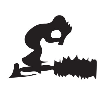 black silhouette skier skiing down clip art preview