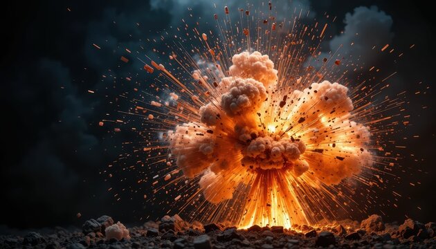 Explosive Fireball Erupting from Ground in Dramatic Explosion Scene