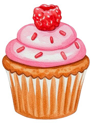 pink cupcake isolated on white