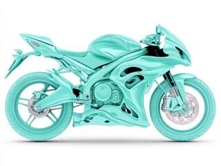 Obraz premium Mint Green Sportbike Studio Shot Sleek Design and Powerful Engine