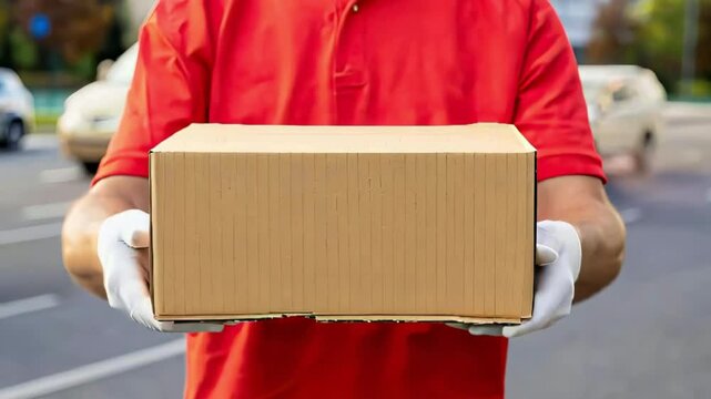 delivery boy holding a box