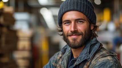 portrait of a male worker building with christ