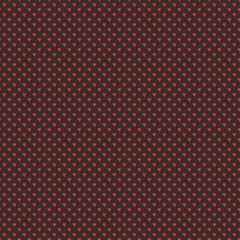 Tiny red heart seamless pattern on black background. Bold modern romantic texture perfect for Valentine’s Day, dark-themed designs, and striking packaging.