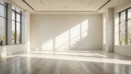 Fototapeta premium Bright and Spacious Room with Large Windows and Natural Light
