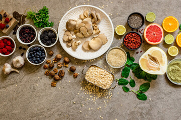 spices and herbs on wooden table