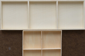 shallow wooden boxes