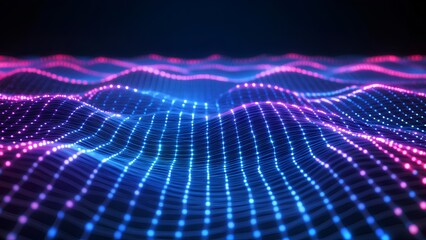 Futuristic Digital Waves and Glowing Grid Networks