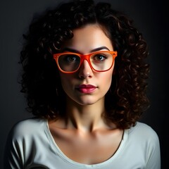 women with glasses, orange glasses, digital art, illustration, portrait, female, fashion, style, modern, contemporary, graphic, design, artwork, creative, artistic, visual, image, trendy, fashionable,