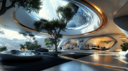 Futuristic space architecture design sci-fi inspired interior gigapixel hq scale modern environment unique viewpoint
