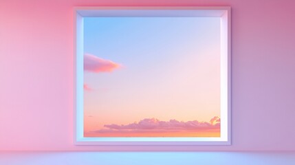 Pastel Sunset View Through a Square Window