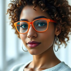 women with glasses, orange glasses, digital art, illustration, portrait, female, fashion, style, modern, contemporary, graphic, design, artwork, creative, artistic, visual, image, trendy, fashionable,