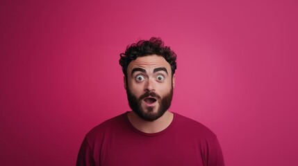 Obraz premium A bearded man with a look of astonishment or surprise 