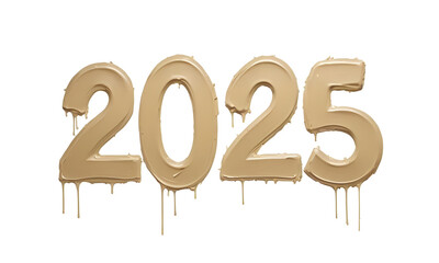 bold dripping paint 2025. artistic fluid typography 2025. glossy beige paint numbers 2025.
