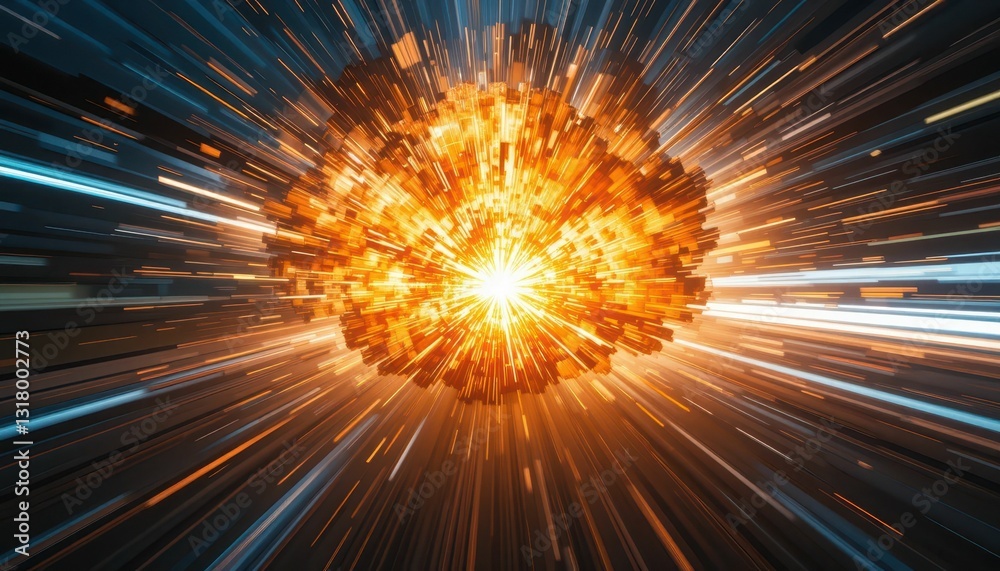 Poster dynamic explosion of light and color in a futuristic setting