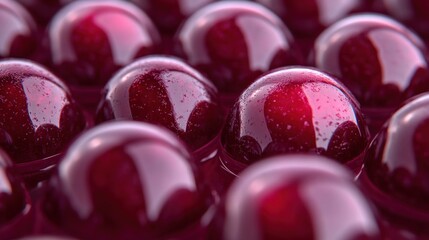 Close-up of Red Spheres in a Tray