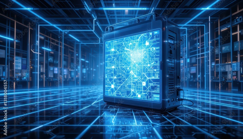 Poster modern digital technology displaying data connections and networks