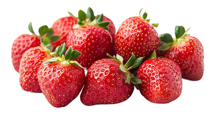 Set of fresh strawberries on transparent background, cutout png file.