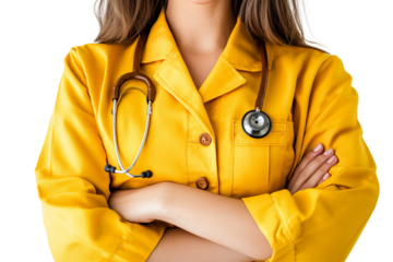 young female doctor isolated on transparent background