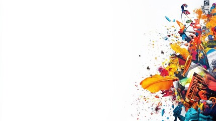 Vibrant Typography Collage with Colorful Cutouts