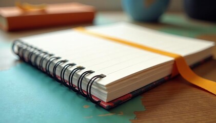 Spiral bound notebook with colorful pages and elastic loop strap, memo pad, study