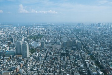 Naklejka premium Tokyo city skyline and panoramic view from Tokyo Observatory, Japan, photographed in summer