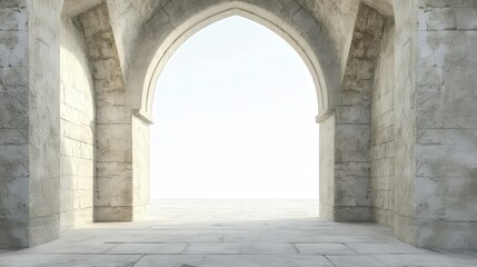 Naklejka premium Medieval Courtyard with White Background in Raw Style