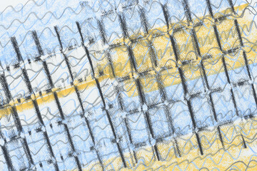 blue and orange yellow stripes with black grid and lines background
