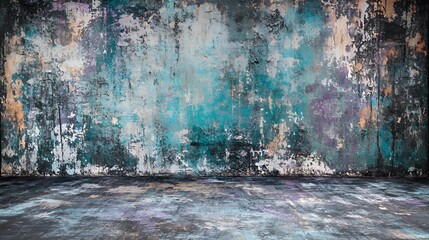 Grunge Blue And Gray Textured Wall Interior Background