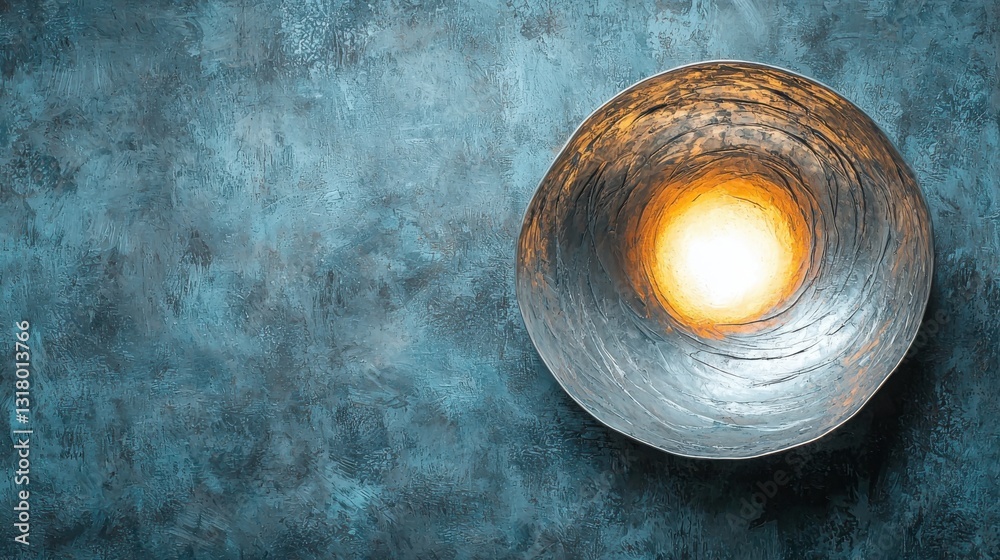 Poster illuminated bowl with warm light casting soft shadows creating a cozy ambiance of inner glow and com