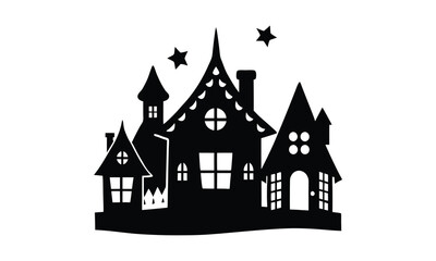  Haunted House Silhouette Spooky Halloween Design