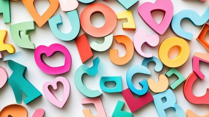 Fototapeta premium Vibrant Typography Cutouts on White Background