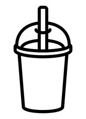 icon of a takeaway iced coffee cup with a straw and a dome lid symbolizing cold beverages like iced coffee or smoothies.