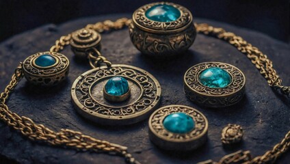 Ancient cursed amulets imbued with dark magic.