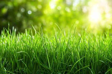 Obraz premium Vibrant Green Grass Under Soft Sunlight in a Lush Natural Environment Blurring into Warm Background with Gentle Focus