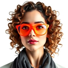 women with glasses, orange glasses, digital art, illustration, portrait, female, fashion, style, modern, contemporary, graphic, design, artwork, creative, artistic, visual, image, trendy, fashionable,