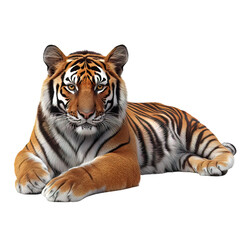 Naklejka premium Tiger is laying down on transparent background