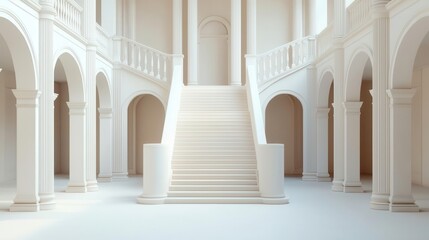 Obraz premium Exploded view of a mansions grand staircase, highlighting intricate architectural details and structural support