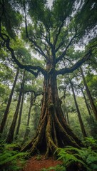 Fototapeta premium Ancient tree standing tall in a forest.