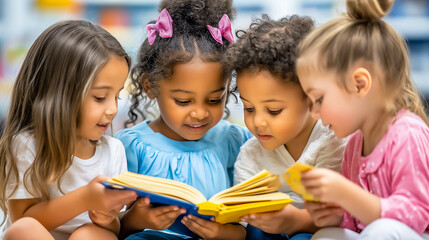 Obraz premium Kids Sharing Favorite Books