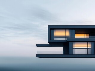 Exploded view of a modern mansion s cantilevered balcony, showcasing innovative support structures