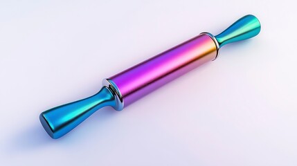 Colorful Rolling Pin with Metallic Finish on White Background