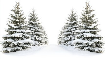Obraz premium Serene Evergreen Trees Lining a Winter Road
